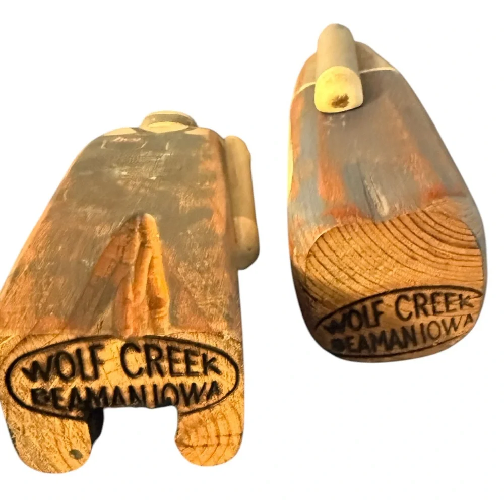 Vtg Wolf Creek Folk Art Wooden Farmer Wife Figures Lot Made In USA Beaman Iowa